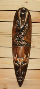 Vintage African tribal hand carving wood wall hanging mask - Picture 1 of 7