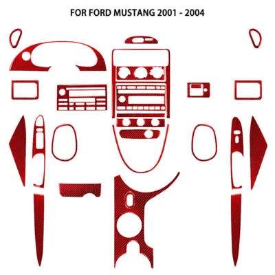 For Ford Mustang Convertible 01-04 Red Carbon Fiber Full Set Cover Trim Kit 27* - Imagem 1 de 4