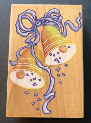 Stampendous Rubber Stamp Classic Bells Wedding 1997 Wood Mounted #P018 - Image 1 of 4