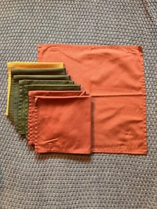 Cloth Napkin Set of 7 in Fall Colors- Rust, Gold, Green. 15"x15". Unbranded - Picture 1 of 4