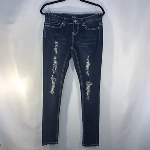Sizzle Jeans Women 3 Blue Skinny Distressed Stretch Denim Pants #912 - Picture 1 of 13