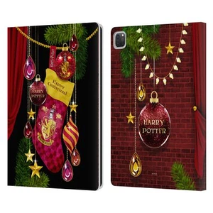 OFFICIAL HARRY POTTER CHRISTMAS ORNAMENTS LEATHER BOOK CASE FOR APPLE iPAD - Picture 1 of 11