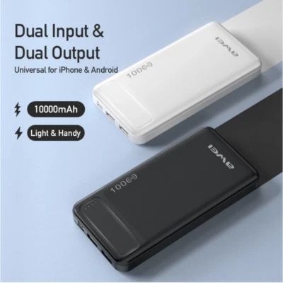 Awei 10000mAh Mini Portátil Doble USB Polímero Banco de Alimentación Carga Rápida 2.1A Foto 1 de 4