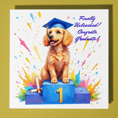 Golden Doodle - Graduation Card  Personalised Dog card - Son Sister Daughter - Image 1 of 4