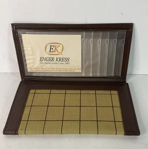 Cartera de Colección Enger Kress Triple Plegable Cheques 10x6 Amarillo Marrón Cuero Textil - Imagen 1 de 6