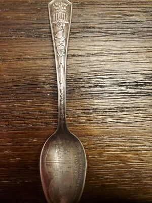 Cuchara de recuerdo de plata Chicago Century of Progress East View Admin Building 1933 Foto 1 de 4