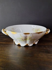 8" Theodore Haviland Limoges France Lavender/Gold Gilt Round Bowl Makers Mark - Picture 1 of 13