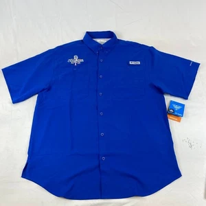 Mens M Texas Rangers Blue World Series Champs Shirt Columbia Sportswear MLB Tags - Picture 1 of 8