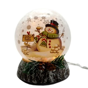Stony Creek Decorative Lighted Glass Snowman Selling Snow Balls 5.5" Orb GLS55A - Picture 1 of 11