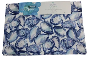 Sigrid Olsen Home Indoor Outdoor Blue Shells Placemat 4-Pack Summer Beach NWT - Picture 1 of 3