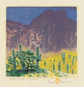 Gustave Baumann : Superstition Mountain : Archival Quality Art Print - Picture 1 of 2