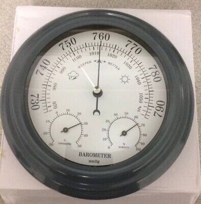 3 In 1 200mm Quality Gunmetal Grey Finish  Barometer - Temperature - Hygrometer • 45$