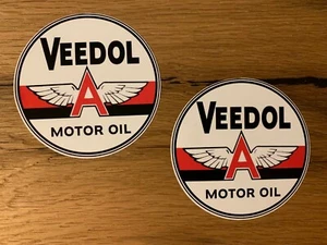 2x VEEDOL Aufkleber Vintage Öl Slick Sticker Gasoline Oldtimer Hot Rod Retro 805 - Picture 1 of 1