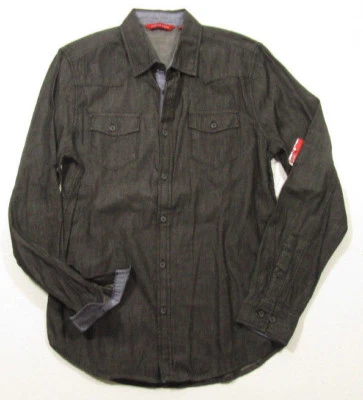 Saks Fifth Ave Men's Black Button Front Double Pocket Military Shirt  - Image 1 of 2