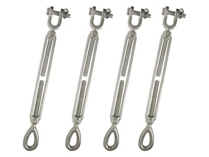 3/8" x 6" Eye Jaw Turnbuckle Stainless Steel 1,200 LBS WL Marine Type 316 4 Pack - Picture 1 of 3