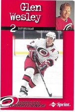 1997-98 NHL Caroline Hurricanes Oversize GLEN WESLEY Team Sprint Postcard