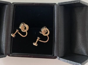 14k gold love knot earrings - screw on style 2.15 g - Picture 1 of 8