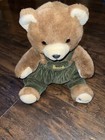 Harrods Teddy Bear 12" Green Corduroy Overalls Vintage