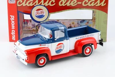 1:18 Auto World 1956 Ford F-100 Pick-Up Pepsi Cola Blu/Bianco/Rosso - Immagine 1 di 4