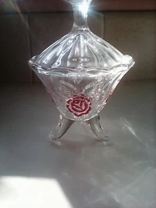 CRYSTAL CANDY DISH WITH COVER 1980'S - Picture 1 of 3