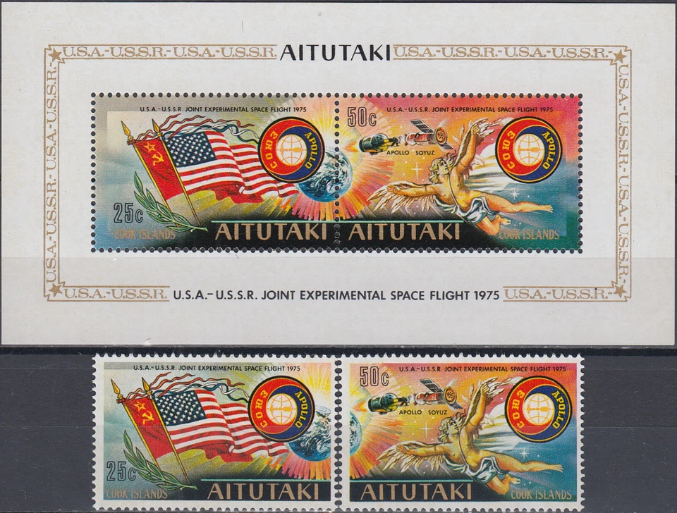 Aitutaki Set & S/S USA-USSR Space Cooperation 1975 MNH-6,75 Euro - Image 1 of 1
