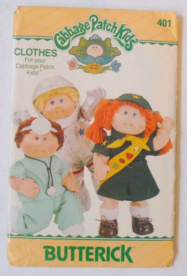 Patrón de ropa vintage para niños Cabbage Patch Butterick 401 sin cortar P6915 Foto 1 de 1