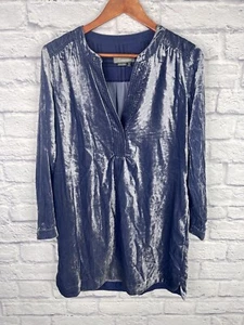 BY ANTHROPOLOGIE Damen Kleid grau blau Crushed Samt Oversize XS - Bild 1 von 5