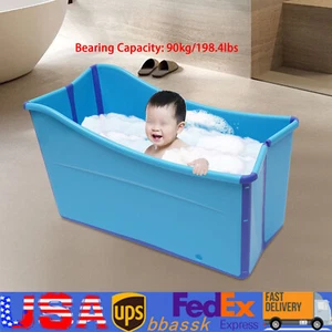 Portable Folding Bathtub Adult SPA Soaking Bath Bucket Foldable Water Tub Blue - Picture 1 of 12