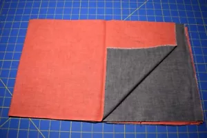 3364 1/2 yd antique 1900-20's solid gray/orangy red cotton two sided fabric - Picture 1 of 1
