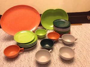 BRANCHELL Color Flyte Lime Green Double Bubble Serving Bowl plates cups 35pc W@W - Picture 1 of 5