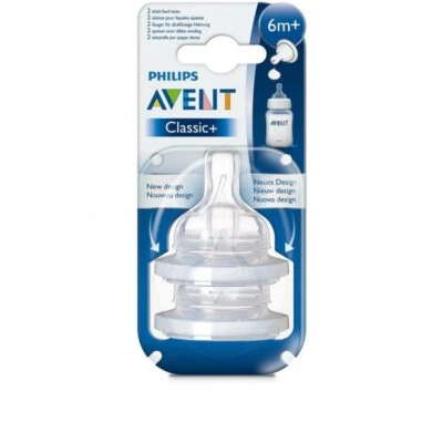 AVENT 2 tettarelle Classic flusso pappa con fessura a y 6m+ - Immagine 1 di 2