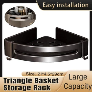 Single Tier Triangle Bathroom Shower Shelf Organizer Rack Wall Mounted Storage - Picture 1 of 11