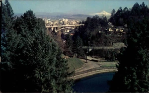 PORTLAND Oregon Panorama View America Amerika USA Postcard ~1960/70 Postkarte - Picture 1 of 2