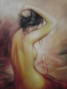 Pintura al óleo desnuda 30x20 NO una impresión, póster de giclee impresionista abstracto - Imagen 1 de 1