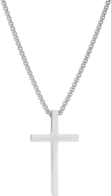 Collana Con Croce Da Uomo in Argento Con Ciondolo Croce in Acciaio Inossibile Co - Immagine 1 di 4