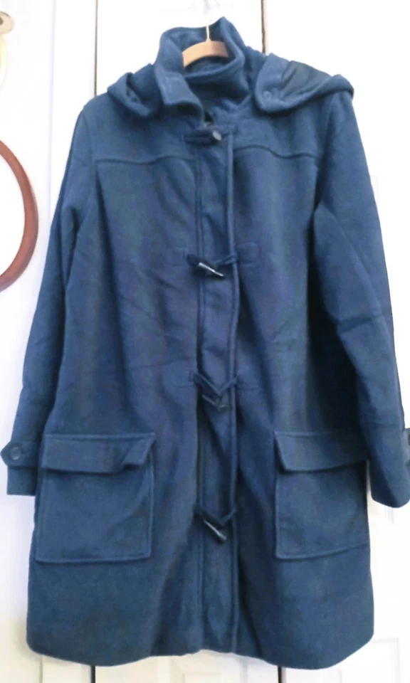 Denim & Co. Microfleece Toggle Coat, Teal Blue, 1X - Image 1 of 4