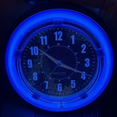 Sterling And Noble Electric Blue Neon Light Up Wall Clock 11” Analog - Image 1 of 4