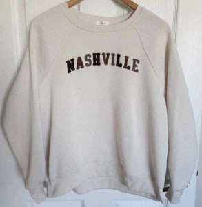 Nashville TN Tennessee Cream No Comment Crewneck Size M Medium Women’s Beige  - Picture 1 of 9