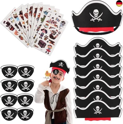 SWIECEDON Piraten Kindergeburtstag Set 8 pcs Piratenhut Kinder 8 pcs Augenklappe Pirat