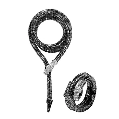 Mujer Flexible Serpiente Collar Gargantilla Pulsera con Bling Estrás Jalería Conjunto Foto 1 de 4