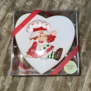 Strawberry Shortcake Vintage kleine herzförmige Schmuckschatulle Kunststoff 1980er Neu - Bild 1 von 3