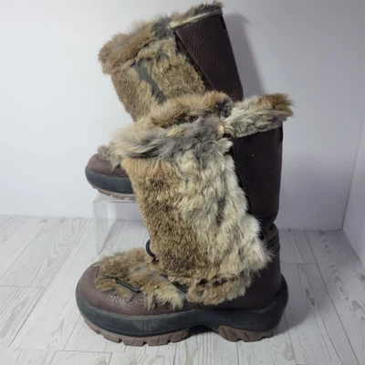 Botas de invierno ULU para mujer 8 de cuero marrón y piel de conejo, aislantes e impermeables Foto 1 de 4