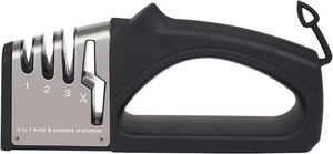 Afilador de cuchillos y tijeras 4 en 1, herramienta afilador de cuchillos de cocina premium... - Imagen 1 de 5