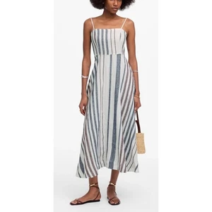 NWT Madewell Striped Circle Maxi Dress in 100% Linen Sundress, Sz 0 - Picture 1 of 9