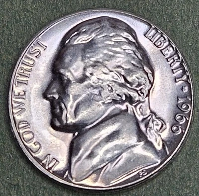 1966 Jefferson Nickel No Mint Mark Philadelphia  AU - Image 1 of 2