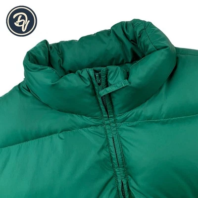 VTG L Lands' End Solid Kelly Green Button Front Nylon Vest Goose Down Fill - Image 1 of 4