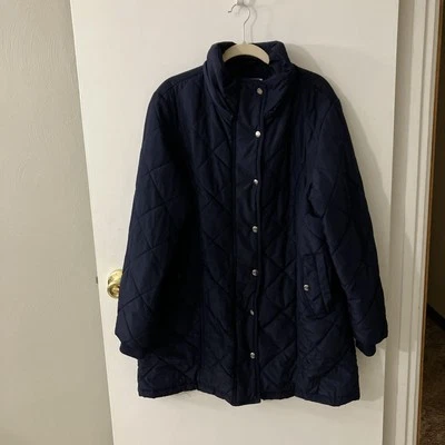 Blair Women’s Insulated Jacket Coat Medium Petite Navy Blue Quilted - Изображение 1 из 4