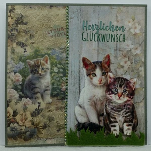 Handarbeit, Glückwunschkarte, Geburtstag,Katze - Bild 1 von 1