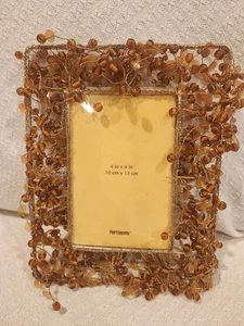 Pier One Imports Picture Frame for 4x6 Photo Amber Berry Beaded Wire Wrap - Picture 1 of 4