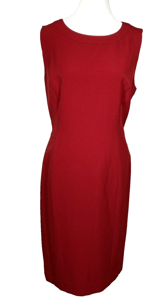 NWT Kasper Sleeveless Sheath Dress Women's Sz 10 Red Stretch Back Zip Holiday - Image 1 of 4